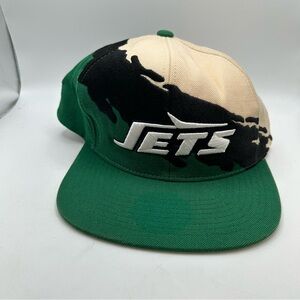 NEW YORK JETS NFL MITCHELL & NESS RARE VTG LOGO 3 TONE SNAPBACK CAP HAT